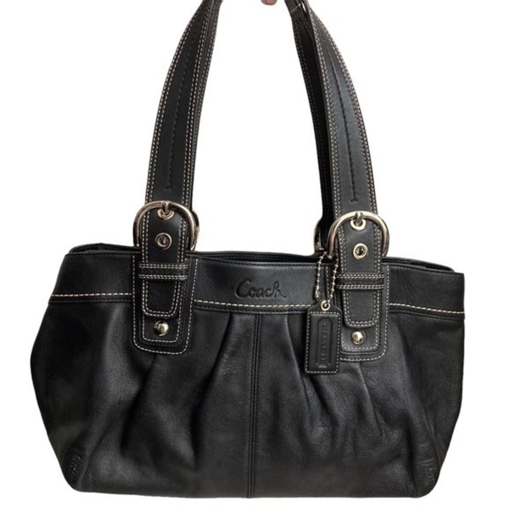 Coach black leather Ashley soho tote bag